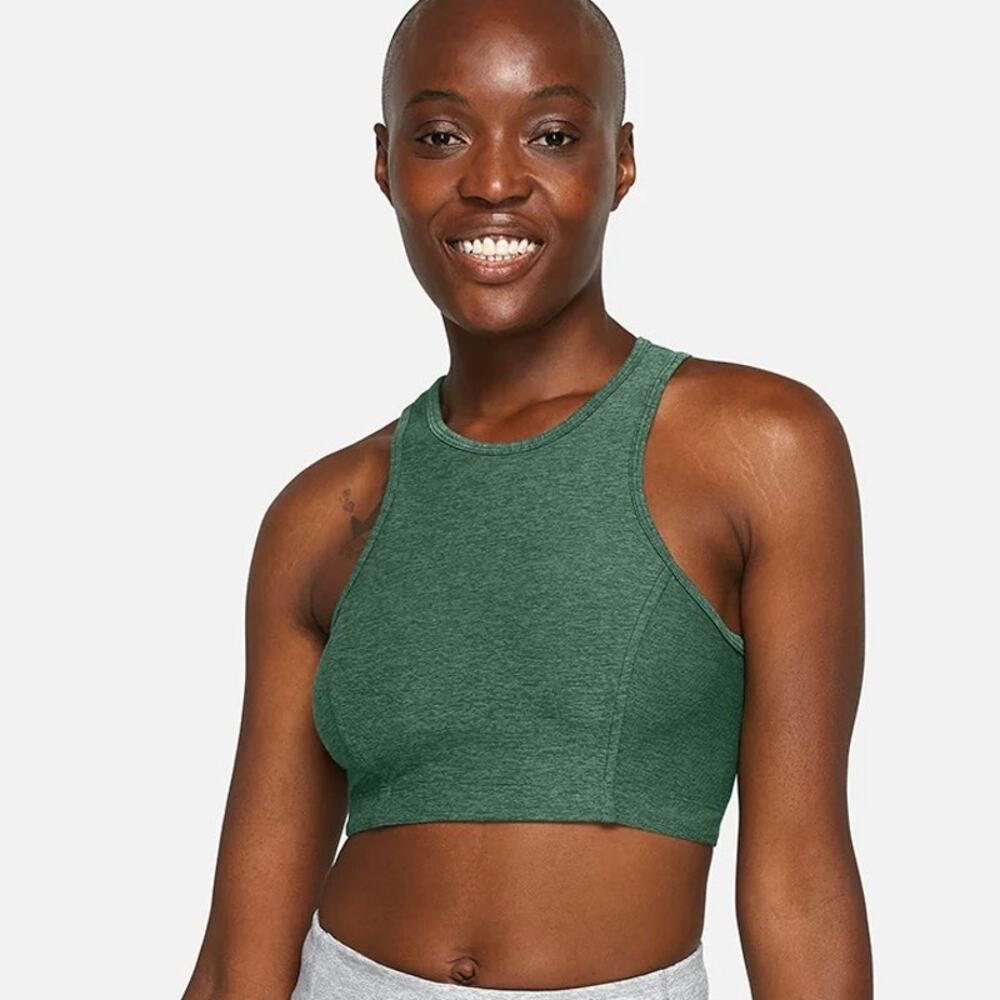OUTDOOR VOICES Athena High Neck Sports Bra Green Small S